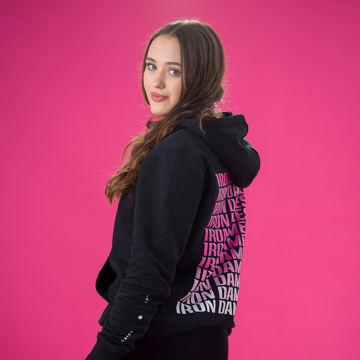 HOODIE BLACK - IRON DAMES PATTERN